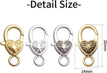 Listing 3 of 5 for Heart Lobster Claw Clasps, 40pcs Tibetan Alloy Heart Lobster Claw Clasps Ho