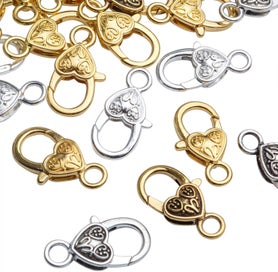 Listing 5 of 5 for Heart Lobster Claw Clasps, 40pcs Tibetan Alloy Heart Lobster Claw Clasps Ho