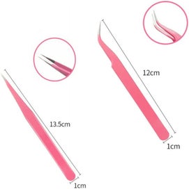 Listing 2 of 5 for 2 PCS Lash Tweezers Straight and Curved Tip Tweezers Eyelash Extension Twee