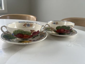 Listing 2 of 6 for Belle Fiore pair of soup bowls and saucers