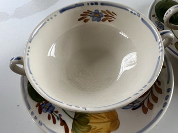 Listing 3 of 6 for Belle Fiore pair of soup bowls and saucers