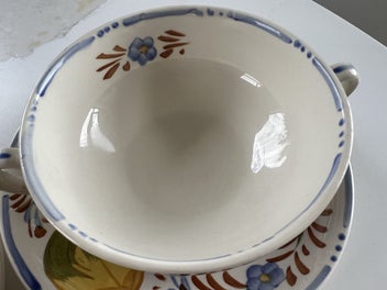 Listing 4 of 6 for Belle Fiore pair of soup bowls and saucers