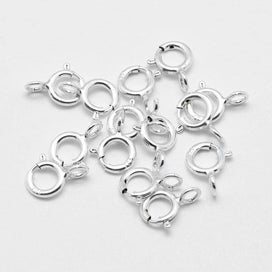 Listing 2 of 2 for 20Pcs Sterling Silver Open Spring Ring Round Clasps Small Fastener Hook Met