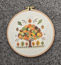 Listing 2 of 4 for Handmade autumn season cross stitch