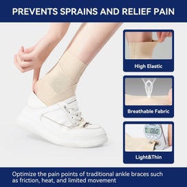 Listing 9 of 11 for Ultra-Thin Ankle Brace for Men & Women, Ankle Compression Sleeve Adjustable