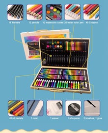 Listing 2 of 7 for Art Supplies, 180Pcs Wooden Art Set Crafts Drawing Painting Kit with 12 Wat