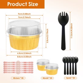 Listing 3 of 7 for 50 Pcs Mini Loaf Pans with Lids and Spoons Sealing Stickers Aluminum Foil M