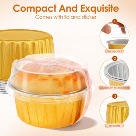 Listing 6 of 7 for 50 Pcs Mini Loaf Pans with Lids and Spoons Sealing Stickers Aluminum Foil M