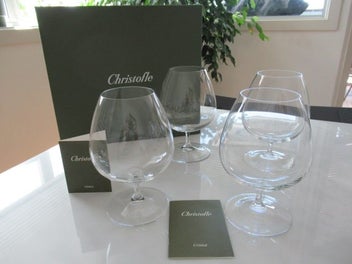 Listing 5 of 16 for CHRISTOFLE (FRANCE) LEAD CRYSTAL BRANDY/COGNAC GLASSES BOXED -SET/2