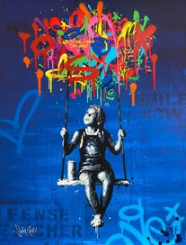 Listing 1 of 3 for Framed $1 RESERVE 1 Panel Canvas Art Print - Banksy - Follow your dream