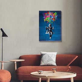 Listing 2 of 3 for Framed $1 RESERVE 1 Panel Canvas Art Print - Banksy - Follow your dream