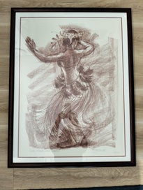 Listing 2 of 5 for Framed Limited Edition Judith Kunzle print - Cook Islands Drum Dancer
