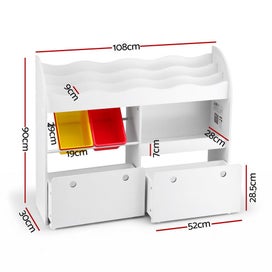 Listing 2 of 7 for Keezi 3 Tiers Kids Bookshelf Storage Children Bookcase Toy Box Organiser Display