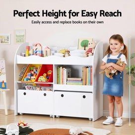 Listing 5 of 7 for Keezi 3 Tiers Kids Bookshelf Storage Children Bookcase Toy Box Organiser Display