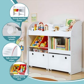 Listing 6 of 7 for Keezi 3 Tiers Kids Bookshelf Storage Children Bookcase Toy Box Organiser Display