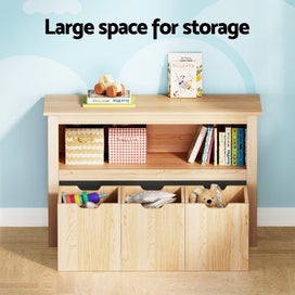 Listing 5 of 7 for Keezi Kids Bookshelf 3 Drawers Storage Children Bookcase Toy Organiser Display W