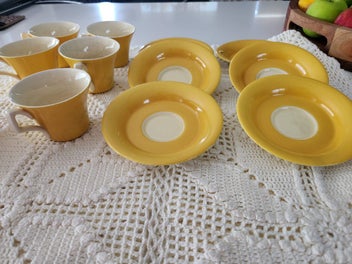 Listing 11 of 11 for BRISTOL CHINA AMBERONE vintage cups and saucer set.