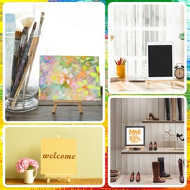 Listing 4 of 7 for 9 inch Easel for Painting, 6 Pack Wooden Easel Stand for Sign, Small Art Ea