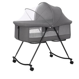 Listing 12 of 13 for Luna Portable Compact Folding Baby Bassinet with Canopy and Locking Wheels