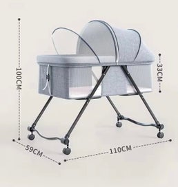 Listing 9 of 13 for Luna Portable Compact Folding Baby Bassinet with Canopy and Locking Wheels