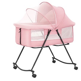 Listing 13 of 13 for Luna Portable Compact Folding Baby Bassinet with Canopy and Locking Wheels