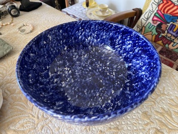 Listing 9 of 12 for Vintage 90s Blue and White Bowl with signature