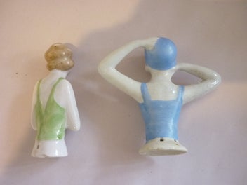Listing 2 of 6 for GERMAN CERAMIC HALF DOLLS X 2 .