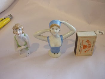 Listing 6 of 6 for GERMAN CERAMIC HALF DOLLS X 2 .