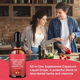 Listing 4 of 8 for Cayenne Pepper Hawthorn Beet Root Turmeric Vitamin K2+D3 Drops Supplements 60ml