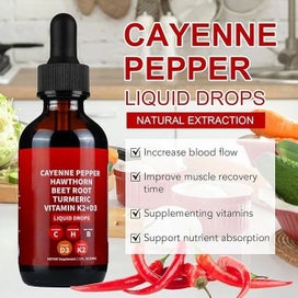 Listing 8 of 8 for Cayenne Pepper Hawthorn Beet Root Turmeric Vitamin K2+D3 Drops Supplements 60ml