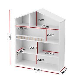 Listing 2 of 6 for Keezi 4 Tiers Kids Bookshelf Wooden Bookcase Display Storage Organiser Cabinet W