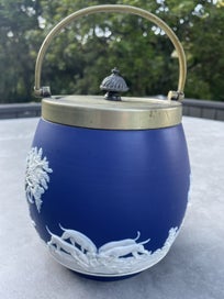 Listing 4 of 4 for JASPER BLUE BISCUIT BARREL & LID