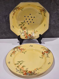 Listing 2 of 6 for Crown Ducal English Porcelain Florentine Rosalie Patter Berry Bowl & Underplate.