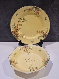 Listing 4 of 6 for Crown Ducal English Porcelain Florentine Rosalie Patter Berry Bowl & Underplate.