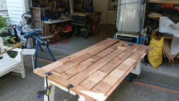 Listing 4 of 10 for Bespoke table on wheels for on a deck - steel & ceder