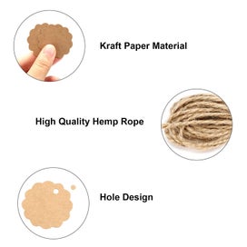 Listing 2 of 7 for 300pcs Kraft Paper Christmas Gift Tags , Blank Gift Label with String Attac