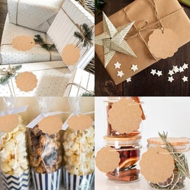 Listing 4 of 7 for 300pcs Kraft Paper Christmas Gift Tags , Blank Gift Label with String Attac