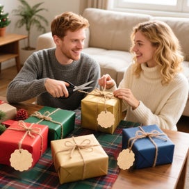 Listing 5 of 7 for 300pcs Kraft Paper Christmas Gift Tags , Blank Gift Label with String Attac