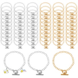 Listing 2 of 4 for 60 PCS DIY Bracelet Chains, Golden & Silver Chain with OT Buckle, Bulk Meta