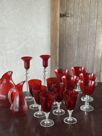 Listing 1 of 8 for Vintage Ruby Red Glassware Collection – 15 Pieces