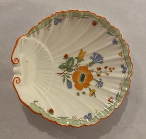 Listing 2 of 5 for Shelley Orange Potentilla Floral Scalloped Shell Dish - Gorgeous