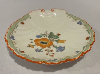 Listing 4 of 5 for Shelley Orange Potentilla Floral Scalloped Shell Dish - Gorgeous