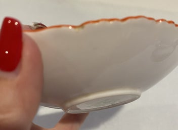 Listing 8 of 8 for Shelley Floral Scalloped Shell Dish White and Orange Spray No 1 - Lovely