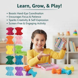 Listing 2 of 7 for DIY Weaving Loom Kit Toys Crafts - Complete Craft Set with 96 Colorful Elas