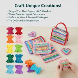 Listing 6 of 7 for DIY Weaving Loom Kit Toys Crafts - Complete Craft Set with 96 Colorful Elas