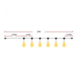 Listing 4 of 8 for 30M Garden Outdoor LED Festoon String Lights Xmas Wedding Party Light