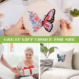 Listing 2 of 7 for 4 Pack Butterfly Flower Pattern Embroidery Kit for Beginners, Cross Stitch