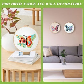 Listing 4 of 7 for 4 Pack Butterfly Flower Pattern Embroidery Kit for Beginners, Cross Stitch
