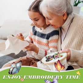 Listing 5 of 7 for 4 Pack Butterfly Flower Pattern Embroidery Kit for Beginners, Cross Stitch