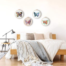 Listing 6 of 7 for 4 Pack Butterfly Flower Pattern Embroidery Kit for Beginners, Cross Stitch